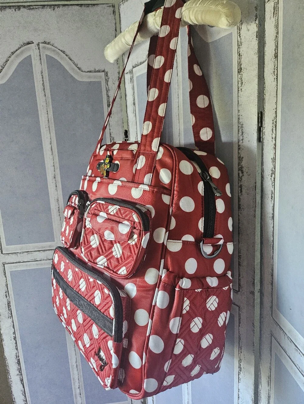 lug Red and White Polka Dot Quilted Tote Bag
